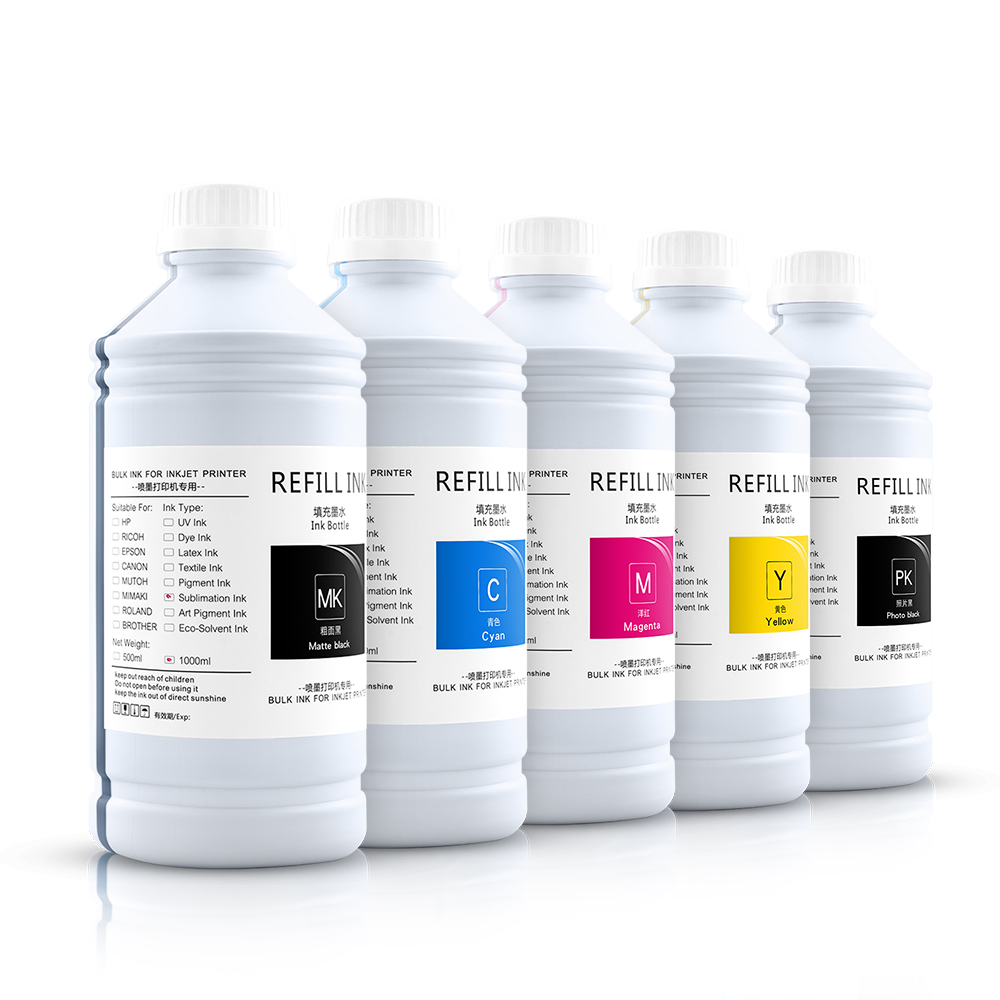 1000ML/ដប 5 Colors Sublimation Dye Ink Refill ការបោះពុម្ពផ្ទេរទឹកថ្នាំសម្រាប់ Epson Surecolor SC T7200 T3200 T5200 T3270