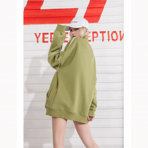 2021 autumn winter Hip hop women fleece streetwear pullover half zipper Drop Shoulder oversized hoodie