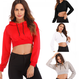 OEM Chinese Manufacturer 2021 New Sexy Cotton high street Crop Top Hoodie Women