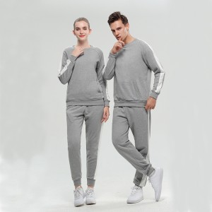 2021 new season customized crewneck and bottom tracksuits for lovers marl grey