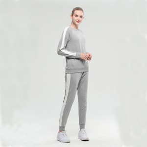 2021 new season customized crewneck and bottom tracksuits for lovers marl grey