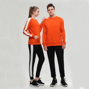 2021 new season customized crewneck and bottom tracksuits for lovers orange color