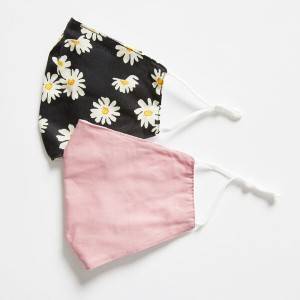 DAISY PRINT AND SOLID REUSABLE FACE MASK, 2 PACK