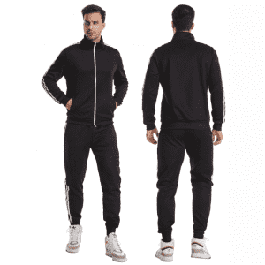 Men techfleece interlock training set with contrast color piping and print zipper jogger jacket