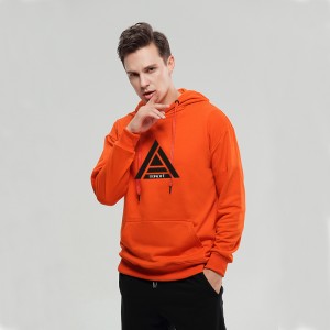 2020 new season Casual Hoodies CVC french terry pullover orange color Custom for lovers