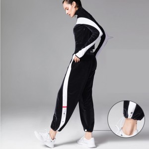 women velvet trainer set sports jacket bottom jog sportswear