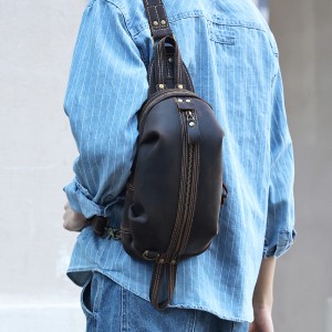कस्टम पुरुषों का चमड़ा चेस्ट बैग बड़ी क्षमता वाला क्रॉसबॉडी बैग