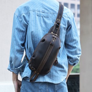 Custom Men’s Leather Chest Bag Large capacity crossbody bag