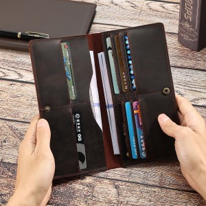 Factory Customised Long Crazy Horse Leather Wallet