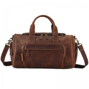 Oanpaste Leather mei grutte kapasiteit foar manlju Weekend Bag Travel Bag