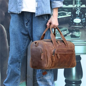 Custom Large Capacity Leather Men's Weekend Bag ກະເປົາເດີນທາງ