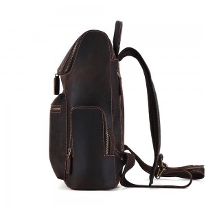 Custom Vintage Capasiti Mawr Crazy Horse Leather Backpacks ar gyfer dynion
