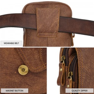 Custom logo frosted leather men's multifunctional belt bag
