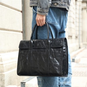 Çanta biznesi për çantë me çantë lëkure të nxirë me perime për meshkuj me logo të personalizuar