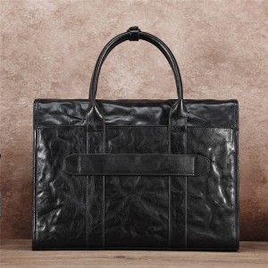 Customized Logo Varume Vegetable Tanned Leather Briefcase Business Bag