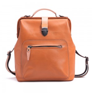 Customised Logo Vegetable Tanned Leather Large Capacity Backpacks for Women's bag
