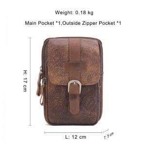 Customized Men's Leather Waist Pack Vintage Cell Phone Bag