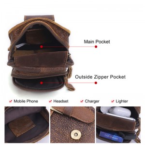 Prispôsobená pánska kožená taška do pása Vintage taška na mobil