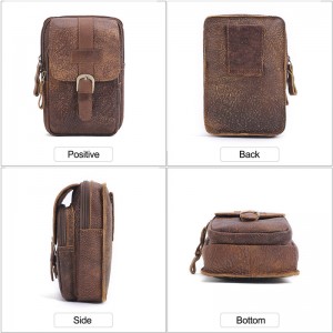 Customized Men's Leather Waist Pack Vintage Cell Phone Bag