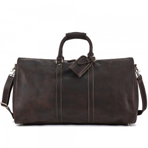 حقيبة سفر جلدية من كريزي هورس ذات سعة كبيرة، حقيبة سفر متعددة الوظائف مصنوعة من الجلد الطبيعي