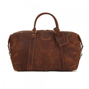 LOGO Kustom High Quality Crazy Horse Leather Weekend Bag Foldable Travel Bag Bagage Bag