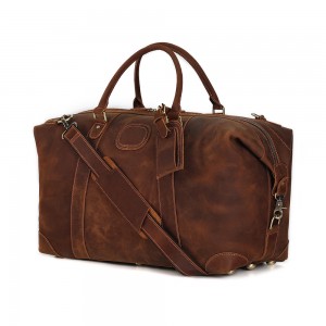 Oanpaste LOGO Hege kwaliteit Crazy Horse Leather Weekend Bag Opklapbare Travel Bag Luggage Bag