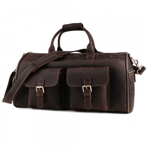 Customized Large Capacity Travel Bag Men's Bag Crazy Horse Leather Vintage Travel Bag Luggage Bag
