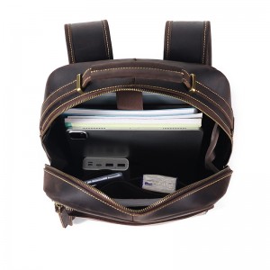 Прилагодена кожна машка деловна чанта за рамо со голем капацитет од 15,6 инчи