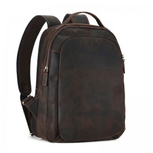 Customized Crazy Horse Leather Men's Business 15.6 ນິ້ວ Computer Backpack men bag