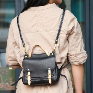 Fabrikstilpasset multifunktionel rygsæktaske i læder til kvinder