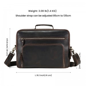 کیف تجاری لپ تاپ 15.6 اینچی چرم اسب دیوانه سفارشی کارخانه