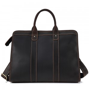 Customized Crazy Horse Leather Hombe Capacity Handbag Briefcase