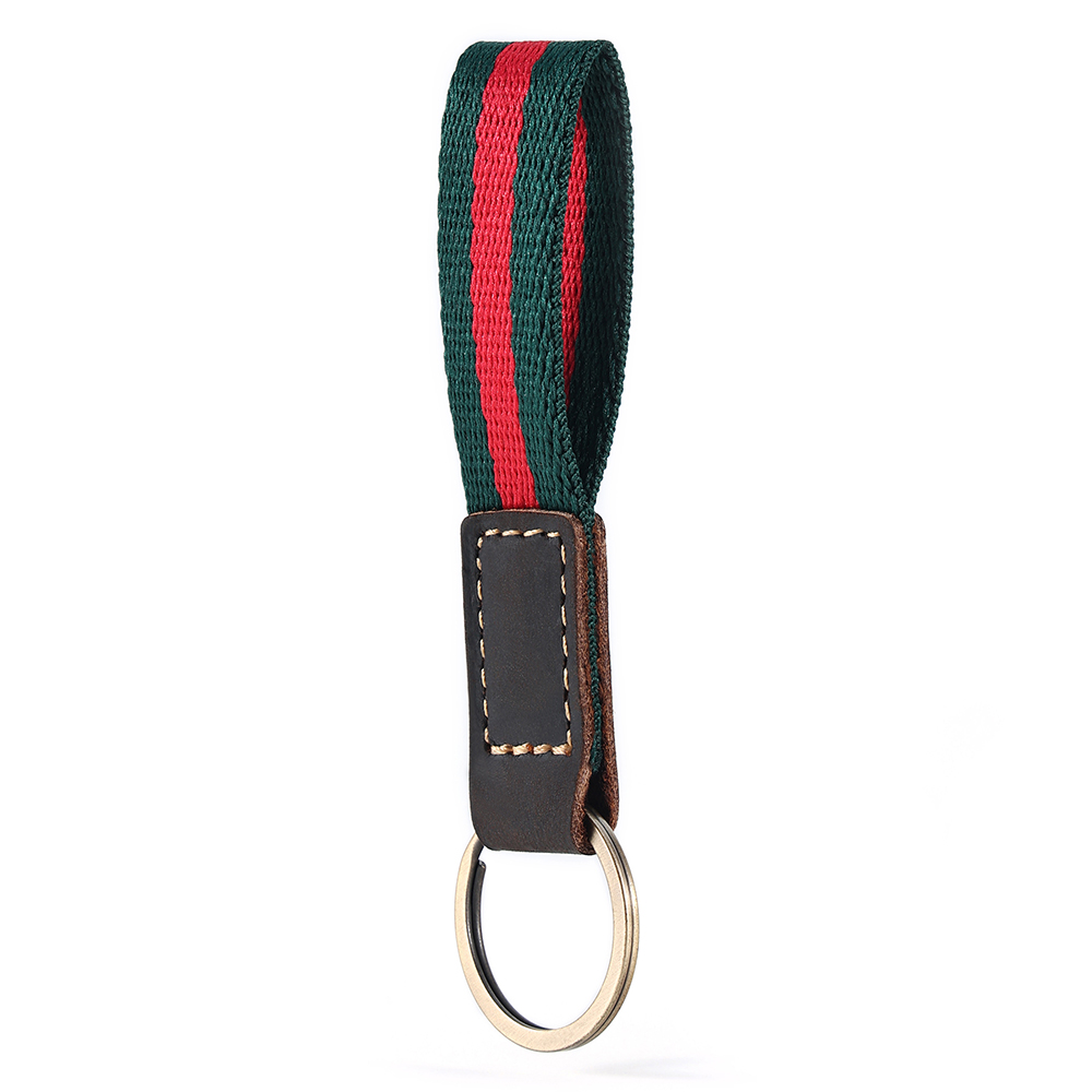 Genuine Leather Striped Woven Strap Key chain (6)
