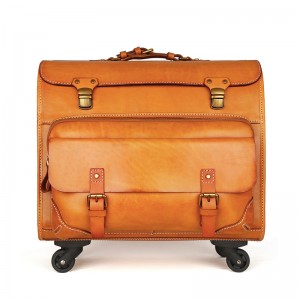 Handgjorda specialanpassade vegetabiliska garvat läder resväska med stor kapacitet