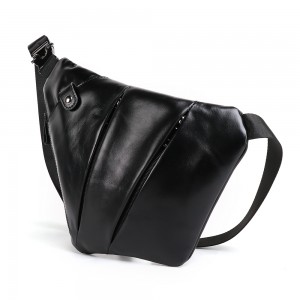 Outdoor leisure retro style leather top layer cowhide crossbody chest bag