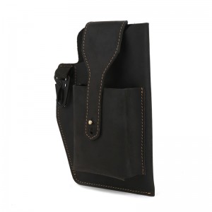 High Quality Custom Logo Crazy Horse Leather Cell Phone Belt Bag