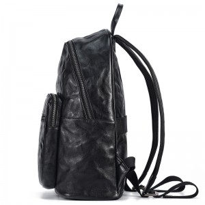 De-kalidad na Men's Black Leather Business Backpack