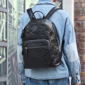 High Quality Men's Black Leather Business Backpack