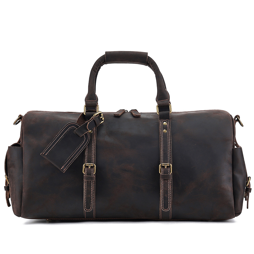 High-end customized men's leather luggage bag (2)