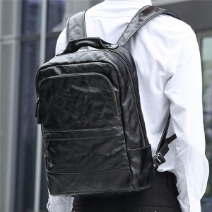 남성용 블랙 비즈니스 백팩을 위한 맞춤형 로고 이탈리아 식물성 무두질 가죽 가방