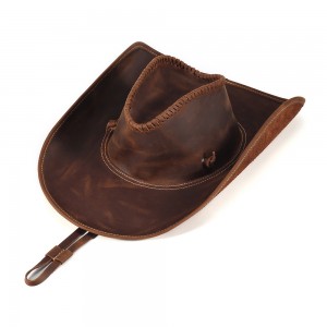 DUJIANG Western denim men’s leather sunshade hat