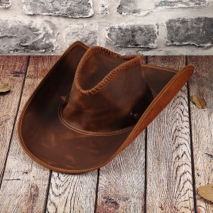 DUJIANG Western denim men’s leather sunshade hat