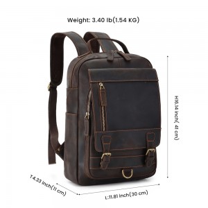OEM/ODM Crazy Horse Leather Backpack ກະເປົາ Vintage ສໍາລັບຜູ້ຊາຍ
