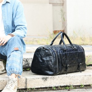 Beg sandang berkapasiti besar kulit sawo matang dengan beg perjalanan petak kasut
