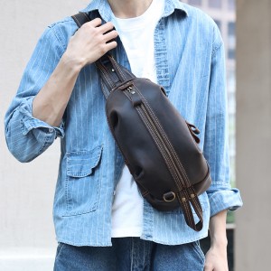 कस्टम पुरुषों का चमड़ा चेस्ट बैग बड़ी क्षमता वाला क्रॉसबॉडी बैग