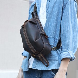 Custom Men's Leather Chest Bag ຖົງ crossbody ຄວາມອາດສາມາດຂະຫນາດໃຫຍ່