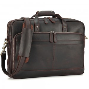 Pabrika Customized Crazy Horse Leather handbag briefcase bag alang sa mga lalaki