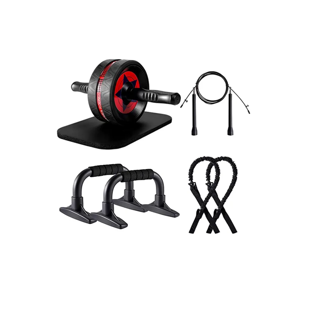 Body Building Muscle Gym 6 en 1 AB Wheel Roller Kit Fitness AB Roller Wheel