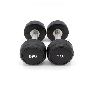 Fast delivery Gym Rubber Dumbbell Kg - Factory Sales Fixed Round Dumbbells with Rubber Coated  – DuoJiu