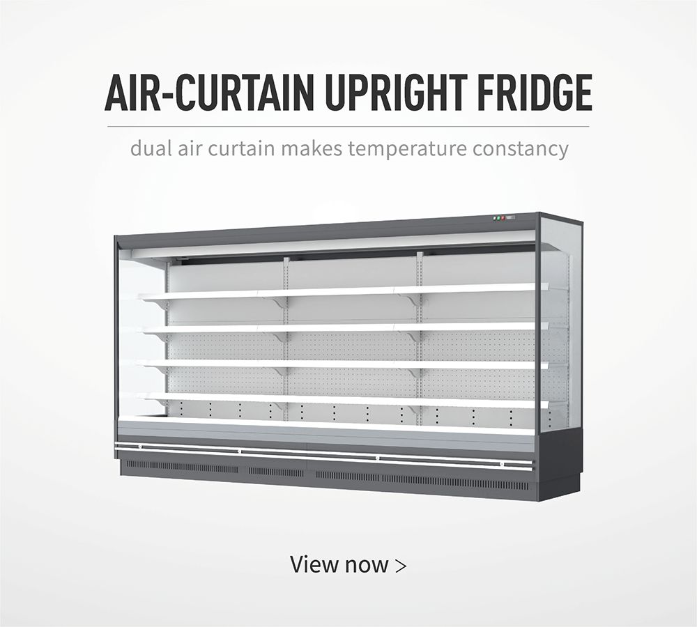 Air-curtain upright fridge